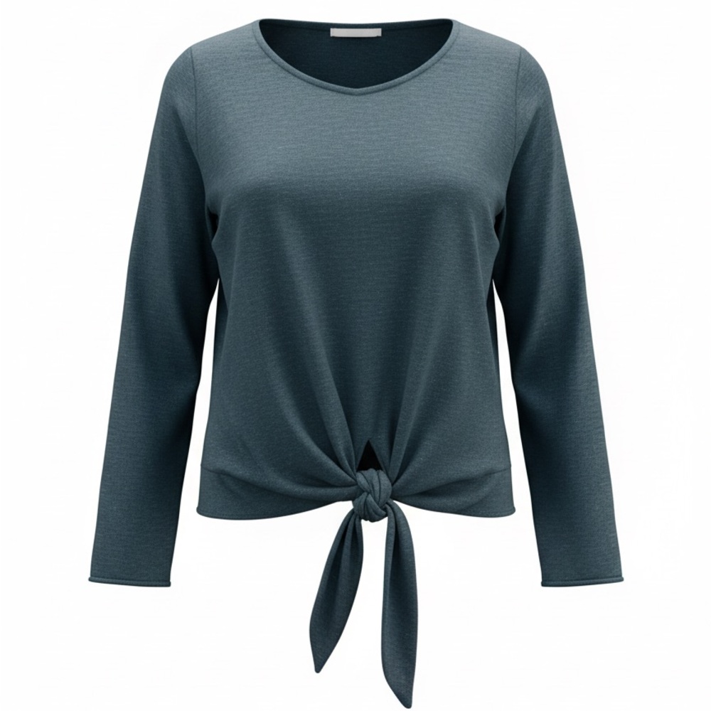 Max Studio Dark Teal Knot Front Long Sleeve Top